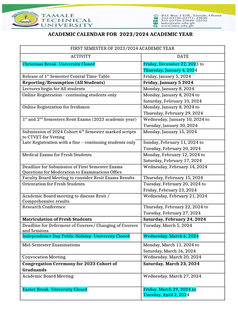 2023 Academic Calendar Draft 1 23 2024 Academic Yr | PDF