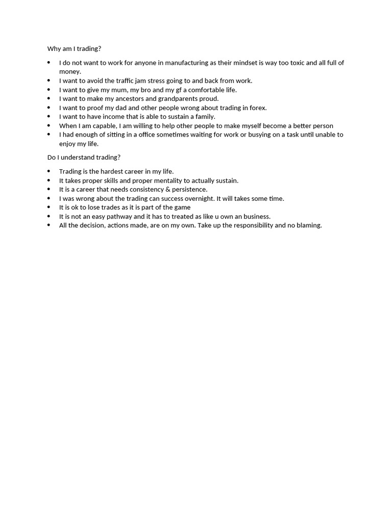 My Trading Plan | PDF