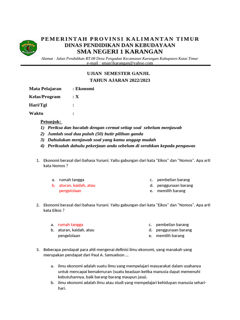 Pembahasan Soal Ekonomi Kelas 10 yang Sering Muncul di Ujian
