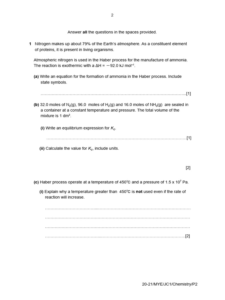 22-23 As Prelims JC2 Chemistry P2 QP FBP 5367 | PDF