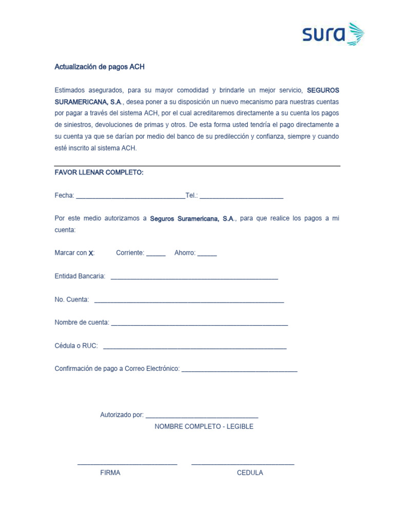 Formulario Ach Contraloria