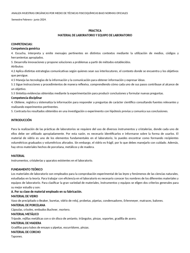 PRACTICA Material de Laboratorio 2024 | PDF