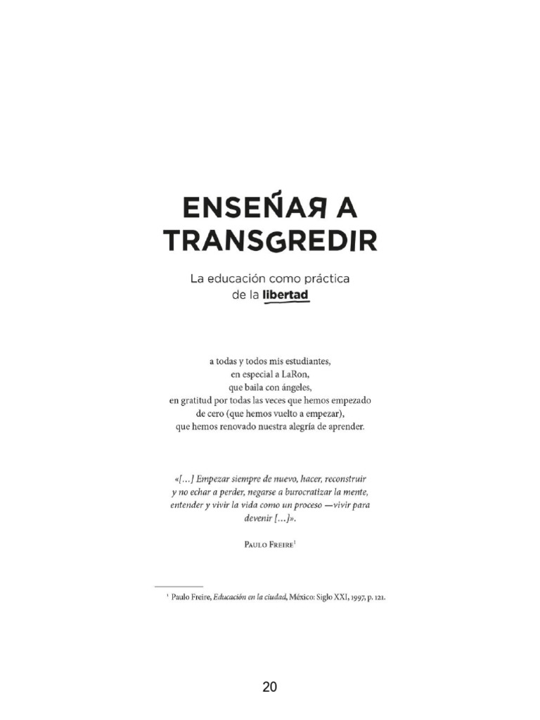 Ense ar a transgredir la educaci n como pr ctica de la libertad