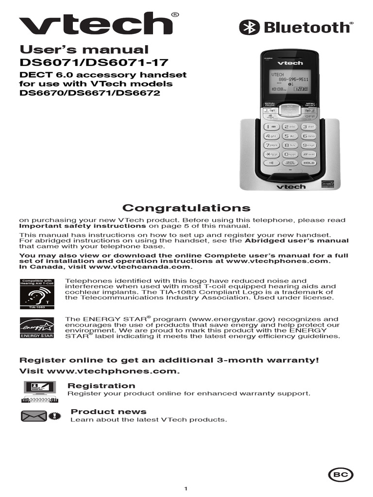 Vtech ds6071 UsMan (EN) | PDF