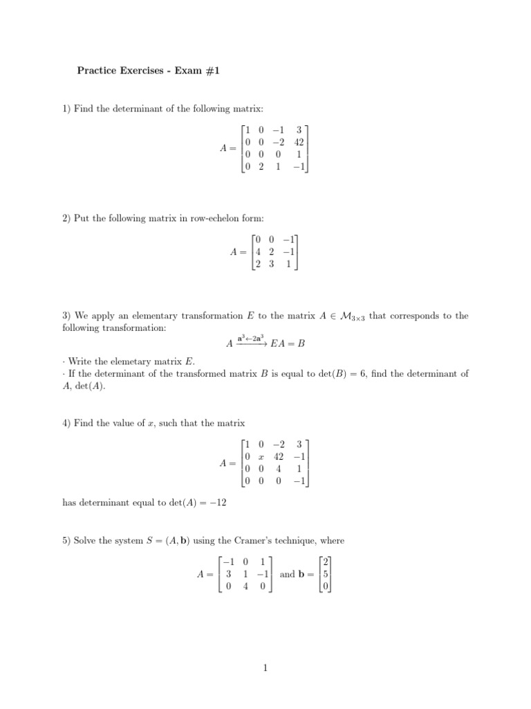 Linear Algebra Practice | PDF