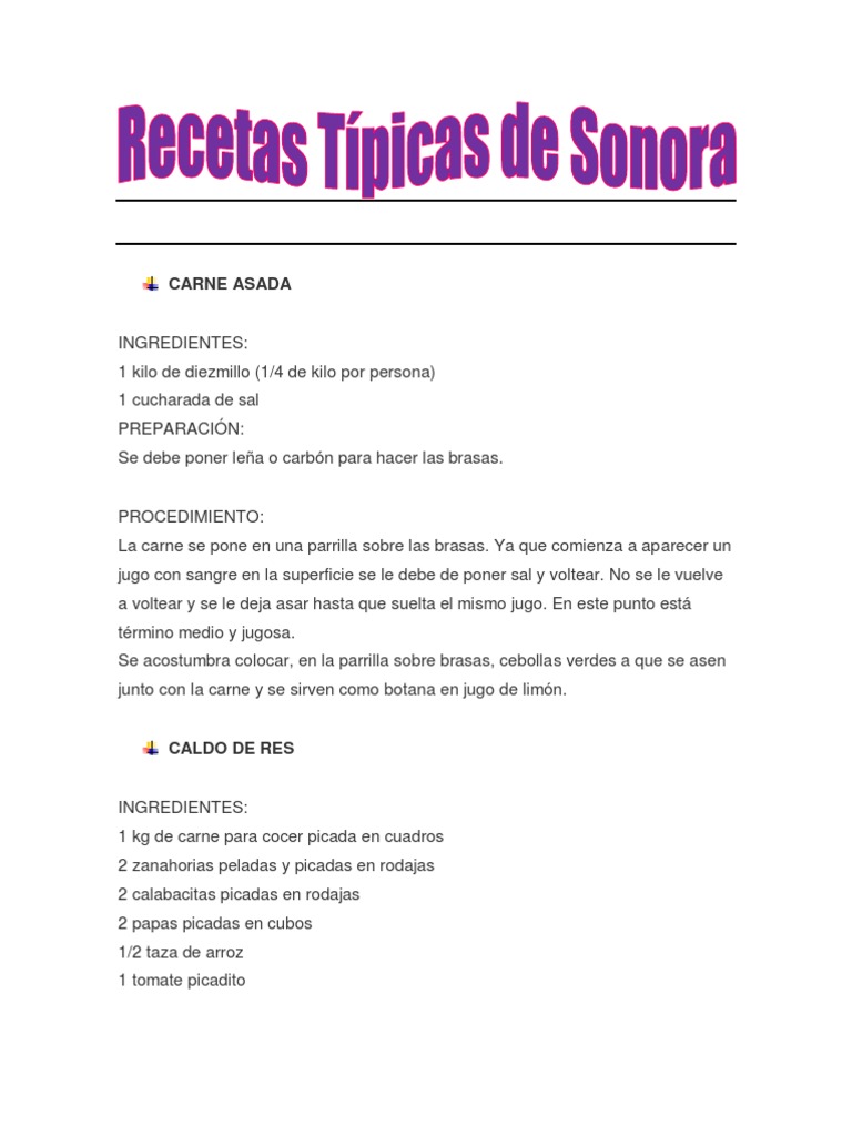 Recetas Típicas de Sonora | PDF | Cilantro | Taco
