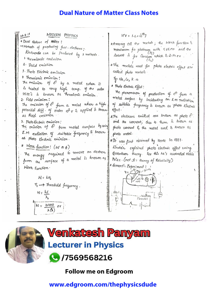 1485304724-Dual Nature of Matter Notes | PDF