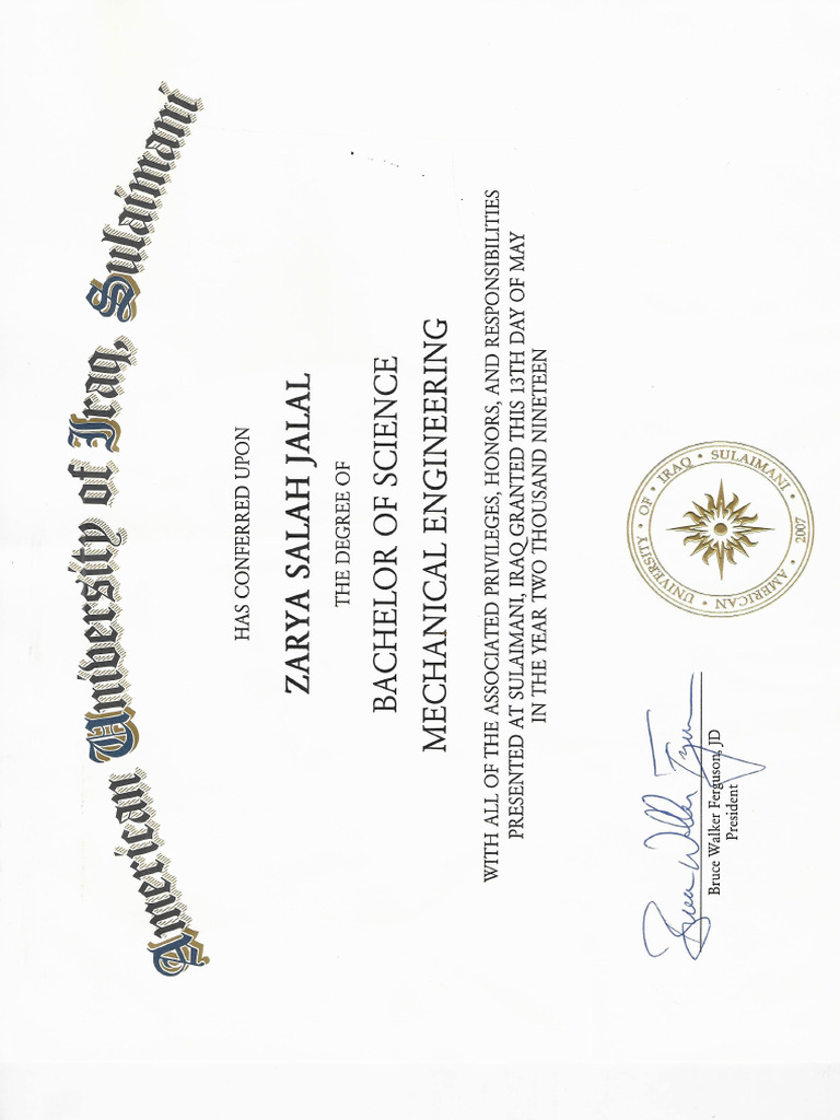 Bachelor Certificate Pdf