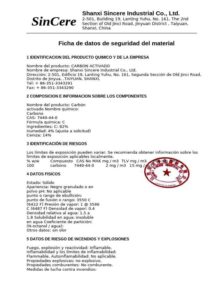 10 - MSDS Sincere Pac | PDF
