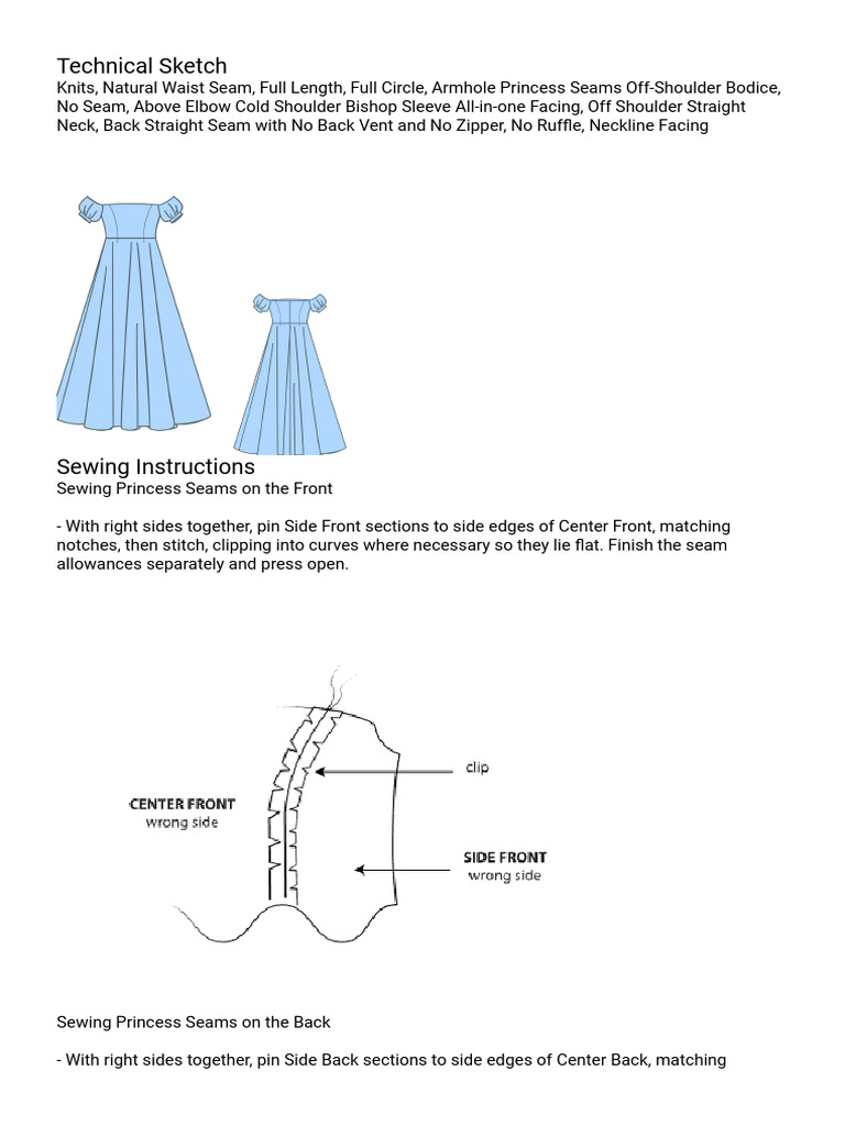 Sewing Instructions | PDF | Seam (Sewing) | Clothing