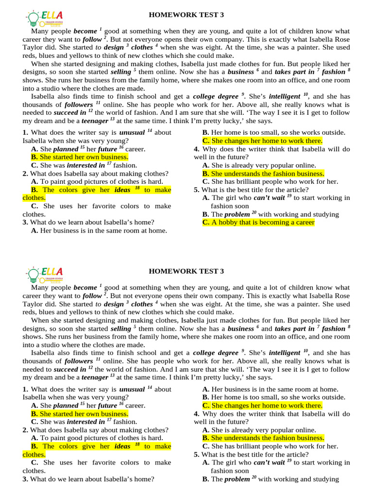 HOMEWORK TEST 3 KEY | PDF