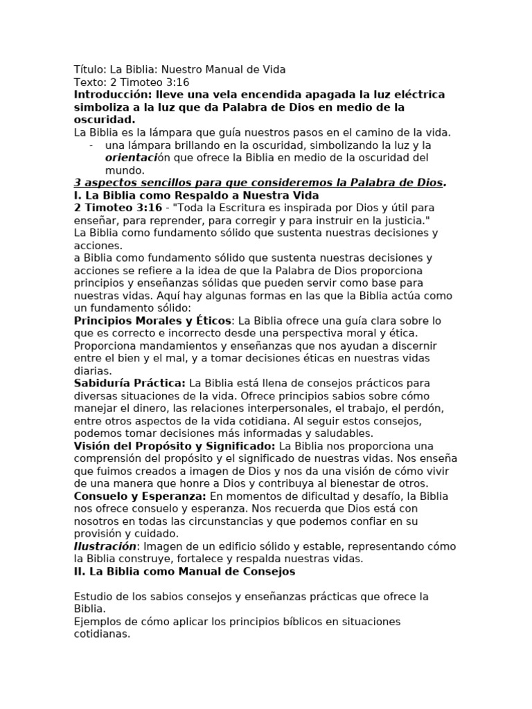 La Biblia Como Manual de Vida | PDF