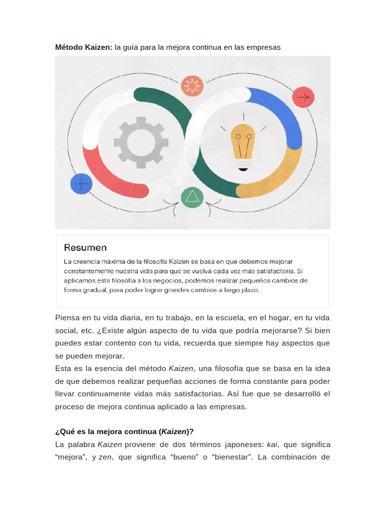 Kaizen: Mejora Continua en Empresas | PDF | Six Sigma | Diseño