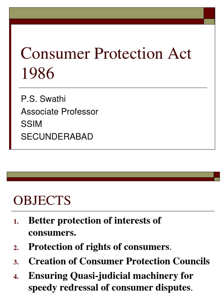 Consumer Protection Act 1986 Pdf Government Of India Consumer