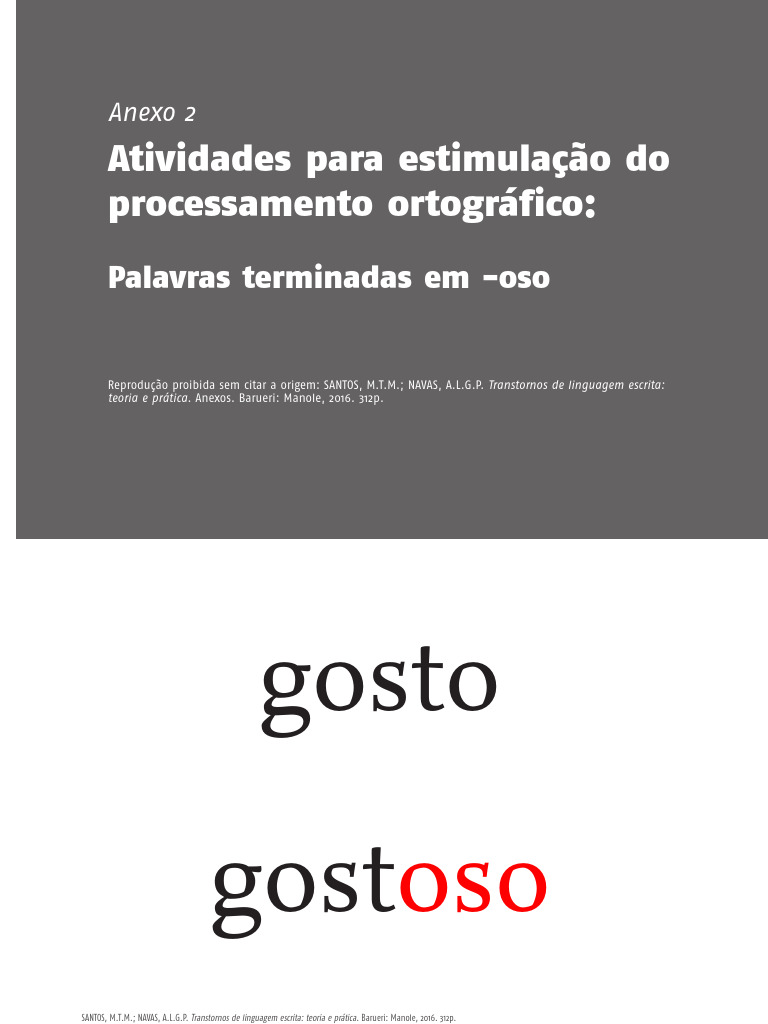 Palavras Terminadas em - Oso | PDF