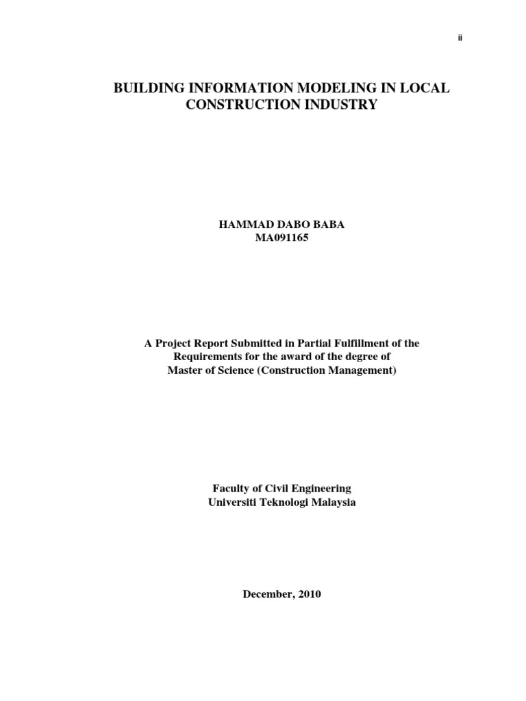 Thesis Report Bim In Local Construction Industry Building Information Modeling Autodesk Revit