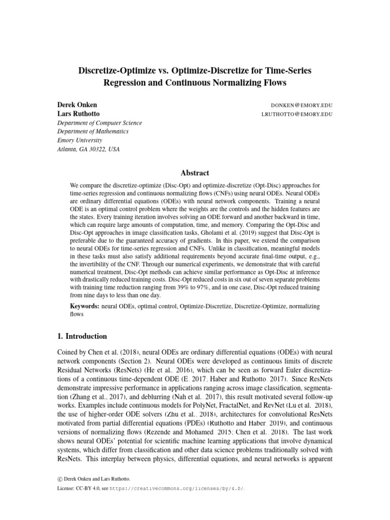 Discretize-Optimize vs. Optimize-Discretize For Time-Series | PDF