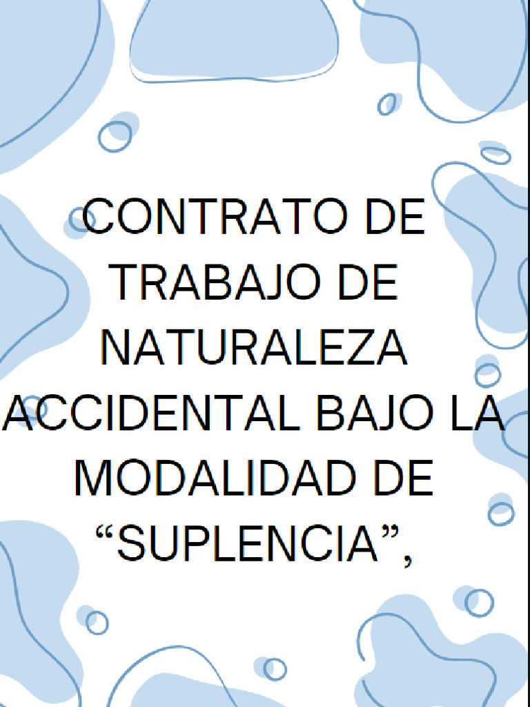 CONTRATO de SUPLENCIA | PDF | Derecho laboral | Finanzas y dinero