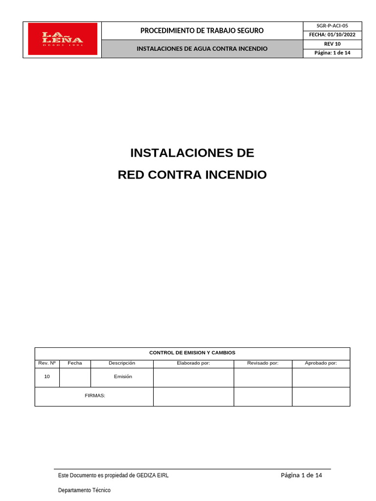 Procedimiento de Red Contra Incendios | PDF