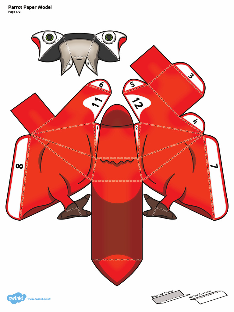 T T 16867 Parrot Paper Model | PDF