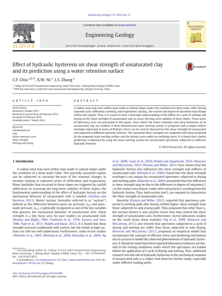 Effect of Hydraulic Hysteresis On Shear Strength of Unsaturated Clay | PDF