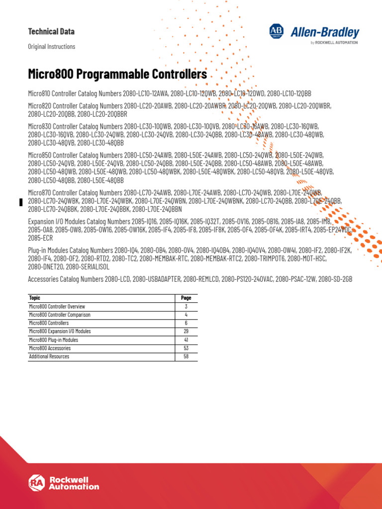 Allen Bradley Micro 800 Series PLC | PDF | Programmable Logic ...