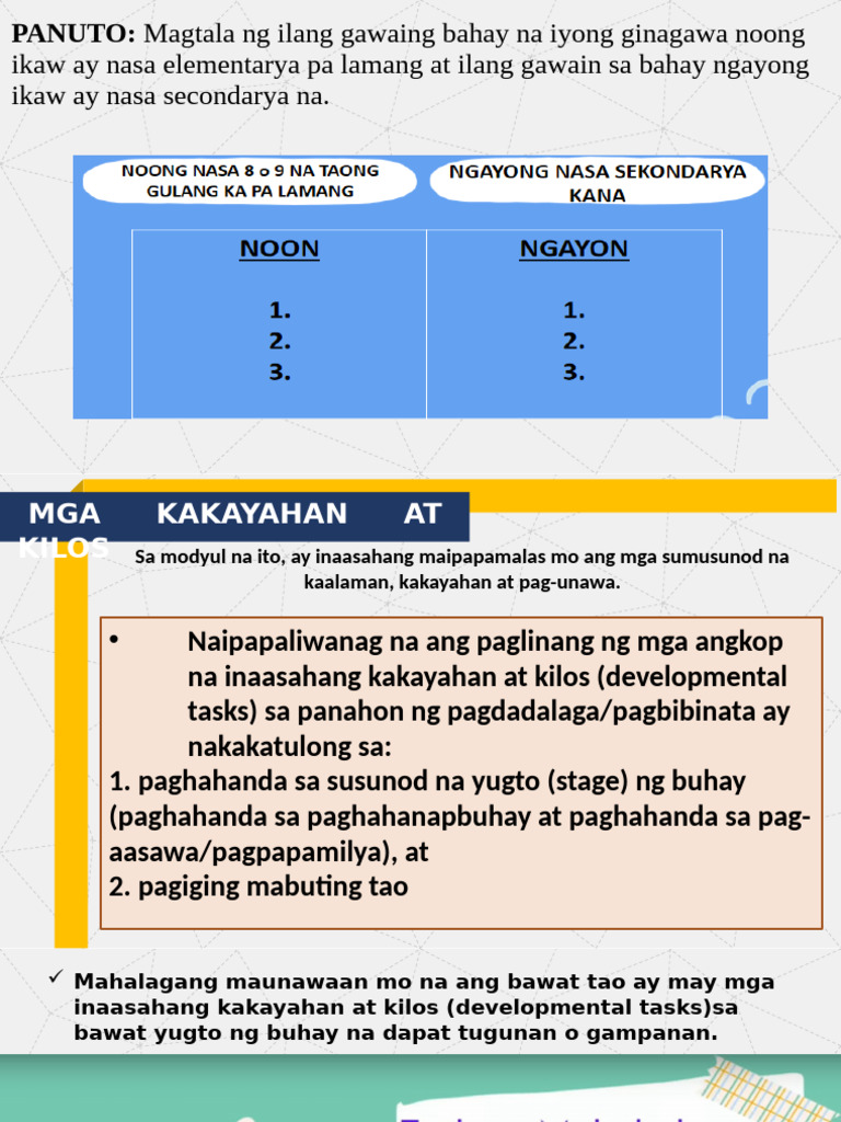 Mga Kakayahan at Kilos | PDF