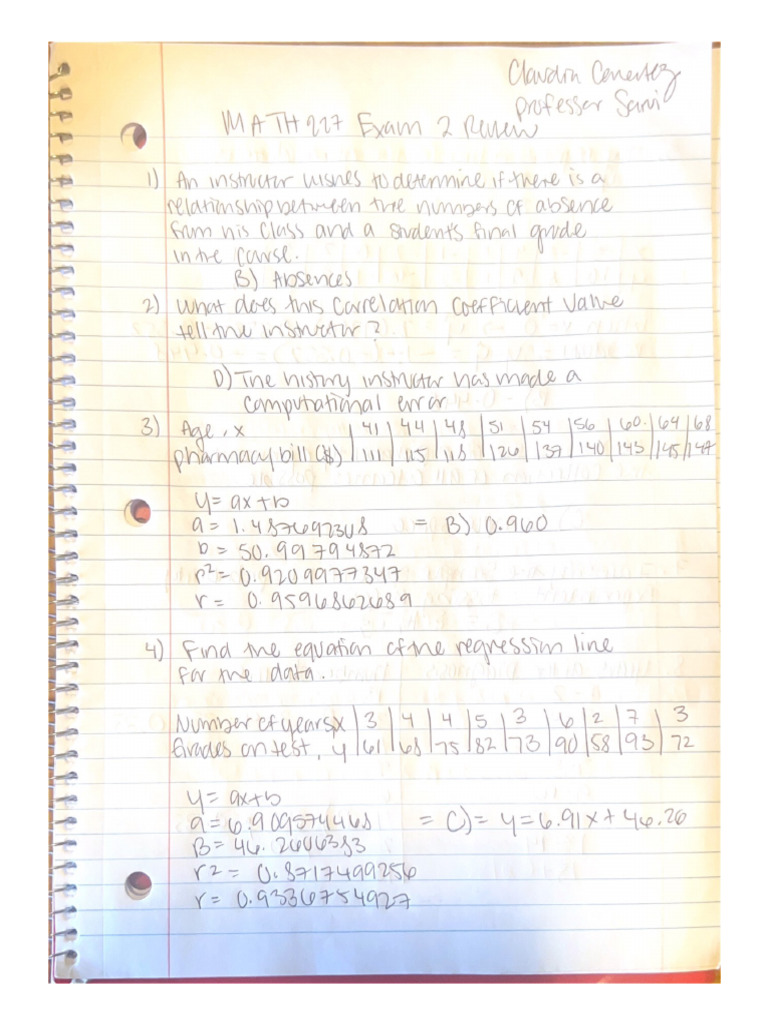 Math Exam 2 Review | PDF
