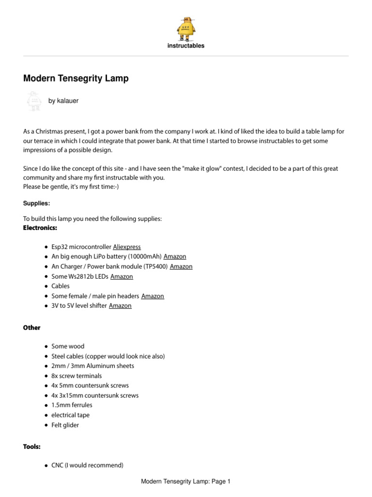 Modern Tensegrity Lamp | PDF