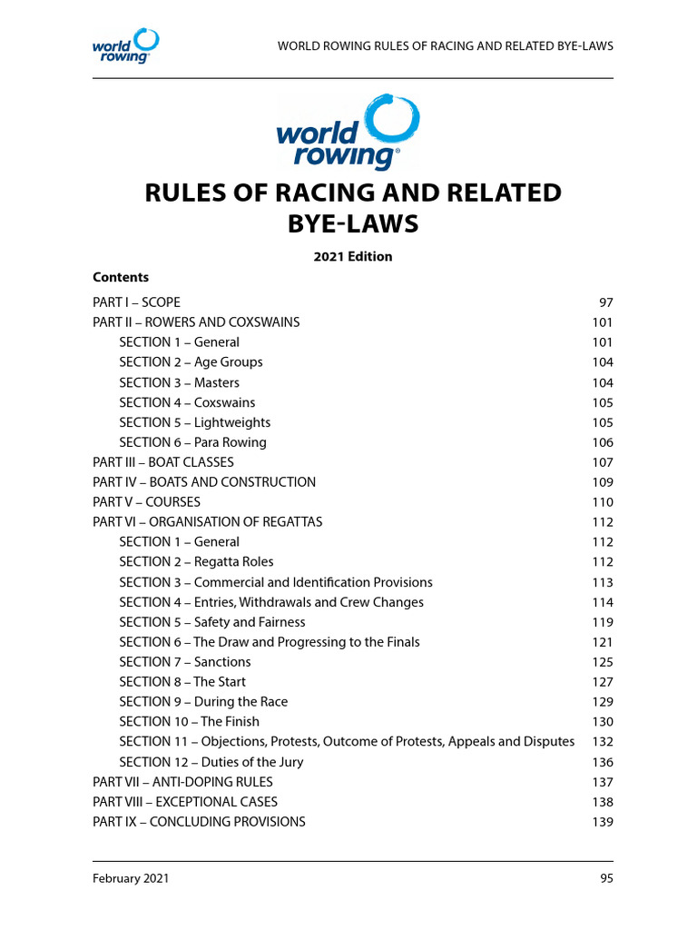 World Rowing Racing Rules 2021 | PDF | Rowing (Sport) | Human Powered ...