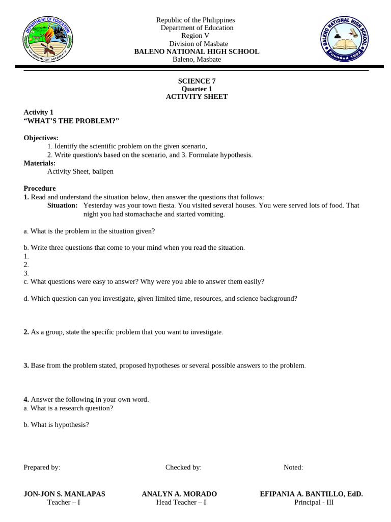 Science Lab Sheet 1 Pdf