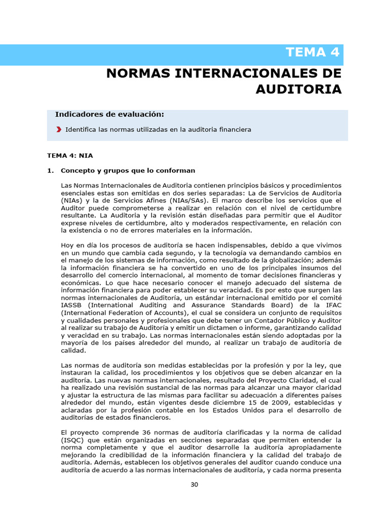 Normas Internacionales de Auditoría NIA | PDF | Auditoría | Finanzas y ...
