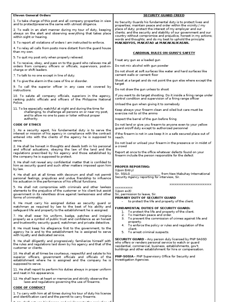 11go Coc Coe Pdf Security Guard Virtue