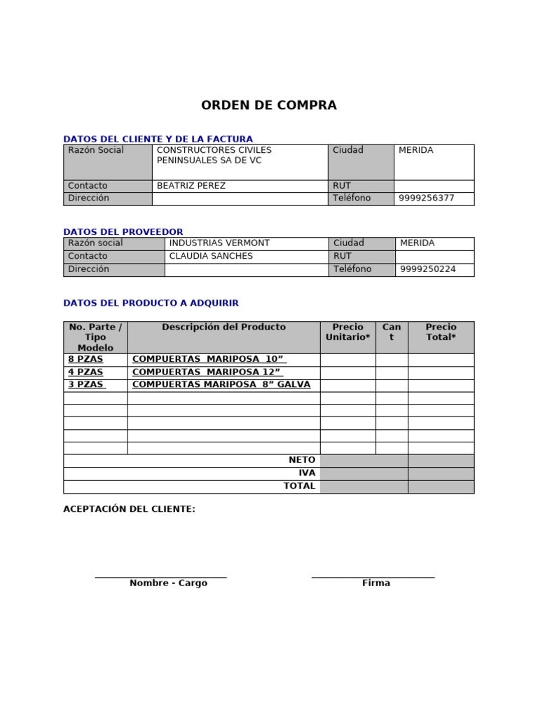 Orden de Compra | PDF