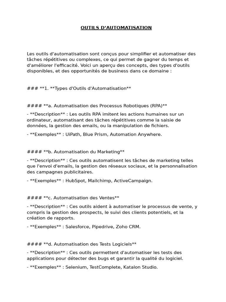 OUTILS D'Automatisation | PDF