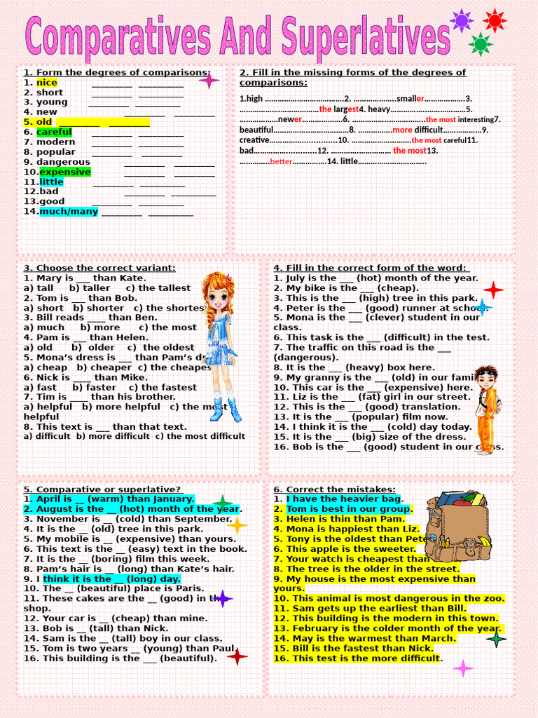 Comparatives and Superlatives Worksheets | PDF