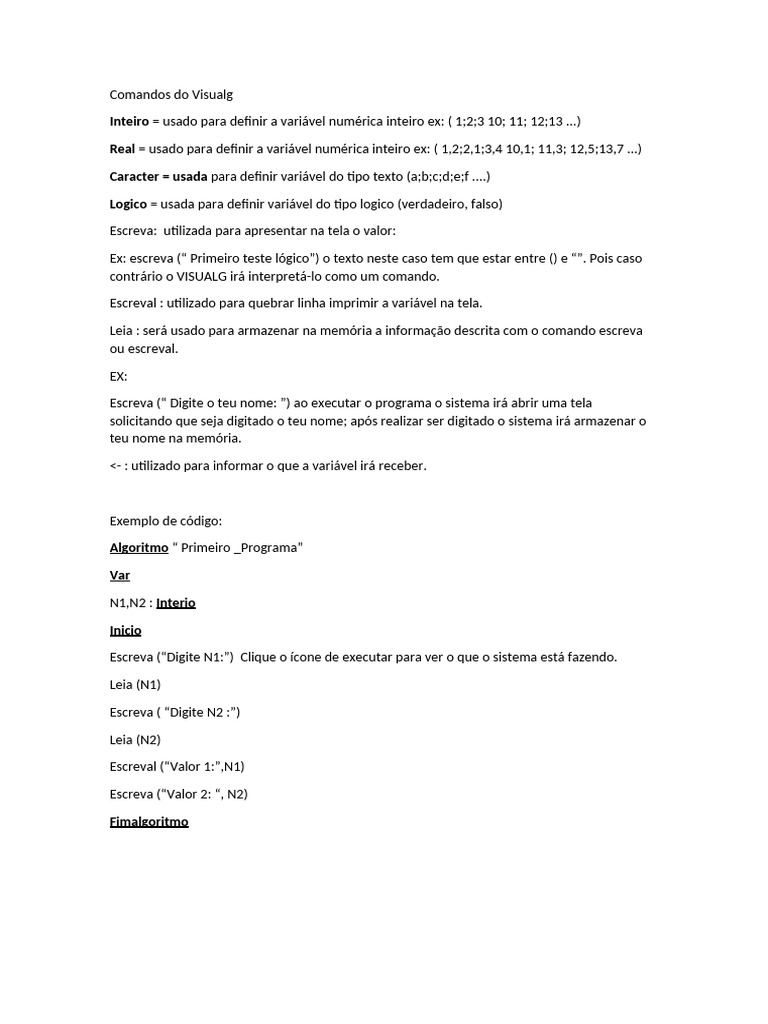 Comandos do visualg pdf