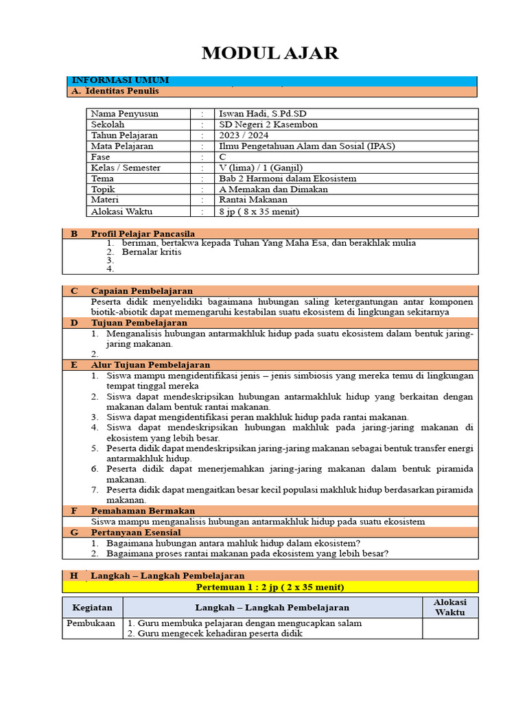 Modul Ajar Ilmu Pengetahuan Alam Dan Sosial (IPAS) - Modul Ajar IPAS ...