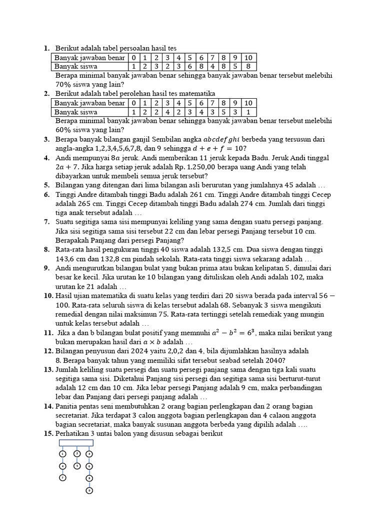 Soal Latihan Osn | PDF
