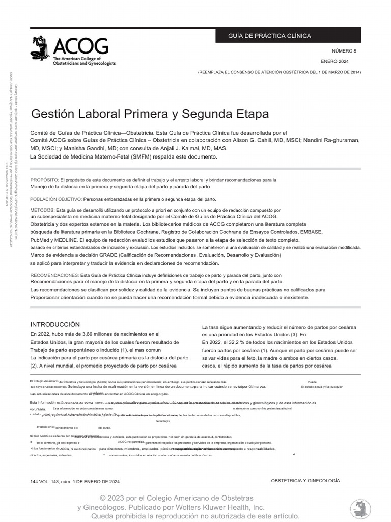 First and Second Stage Labor Management-Manejo Del Parto en La Primera ...