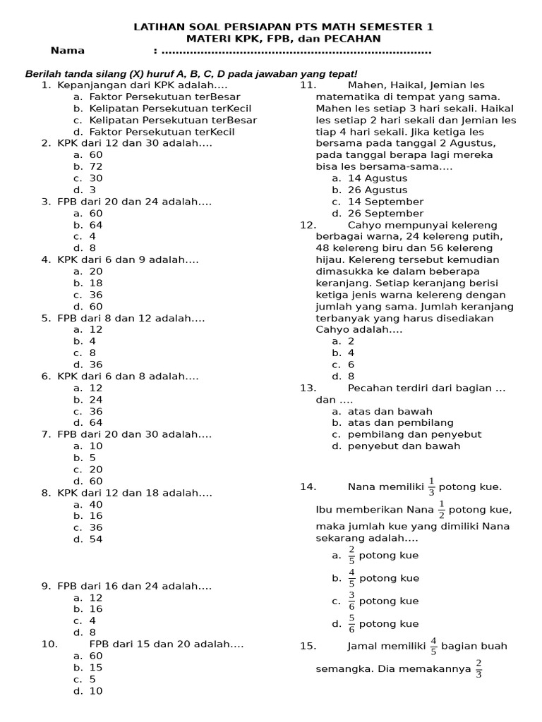 Latihan pts math gr 5 smt 1 pdf