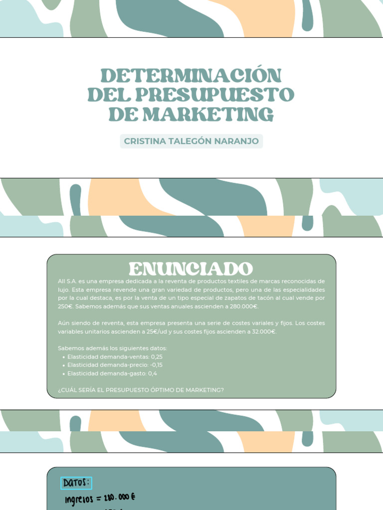 Determinación Del Presupuesto de Marketing | PDF
