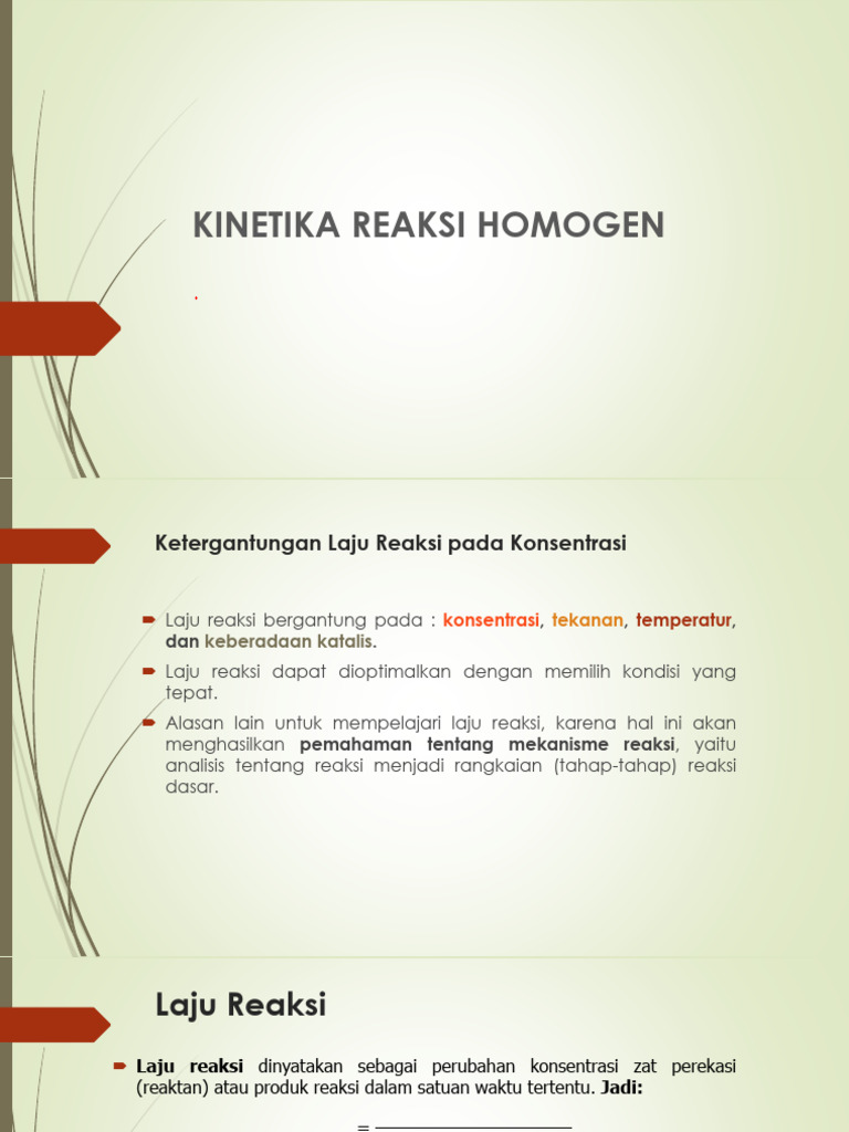 Kinetika Reaksi Homegen - Materi | PDF
