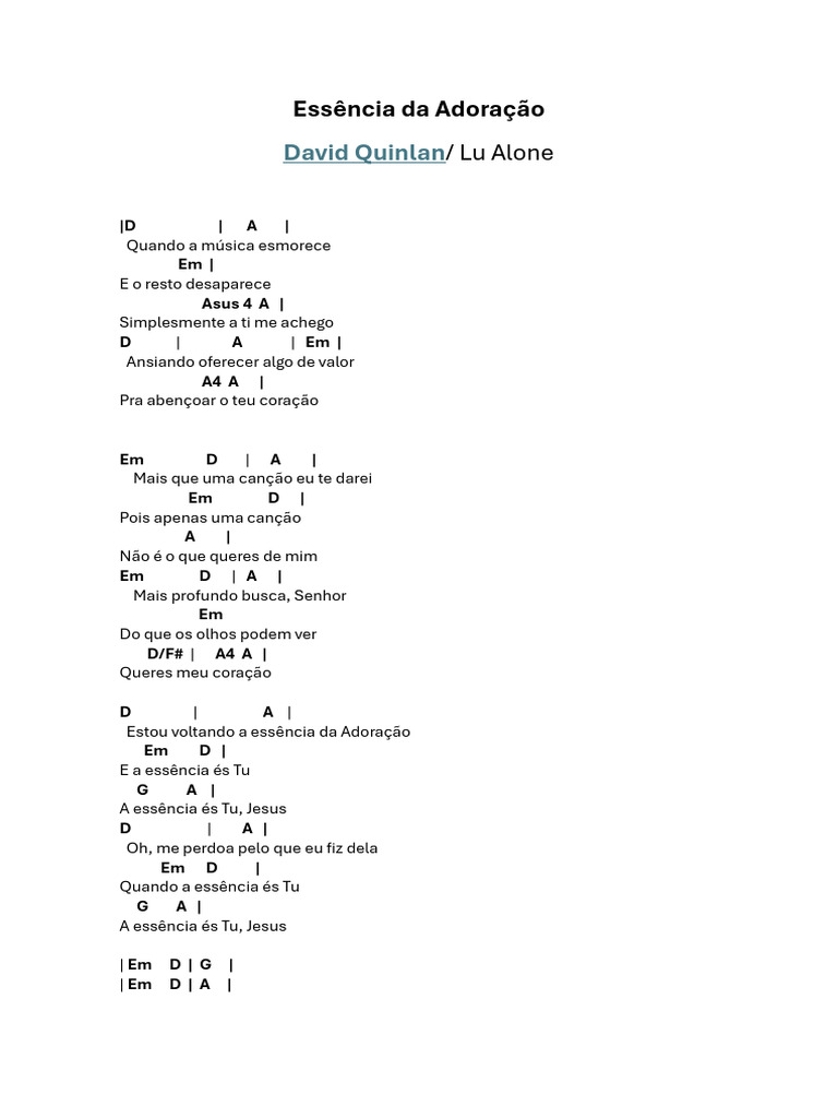 Essencia Da Adoração - Cifra | PDF, image size:768x1024