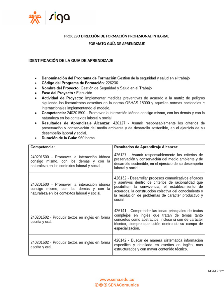 Gfpi-F-019 - Guia - de - Aprendizaje Nueva Fase Ejecucion | PDF