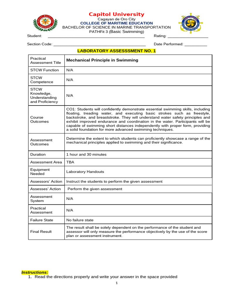 Mechanical Principles in Swimming Assessment | PDF | Force | Physics