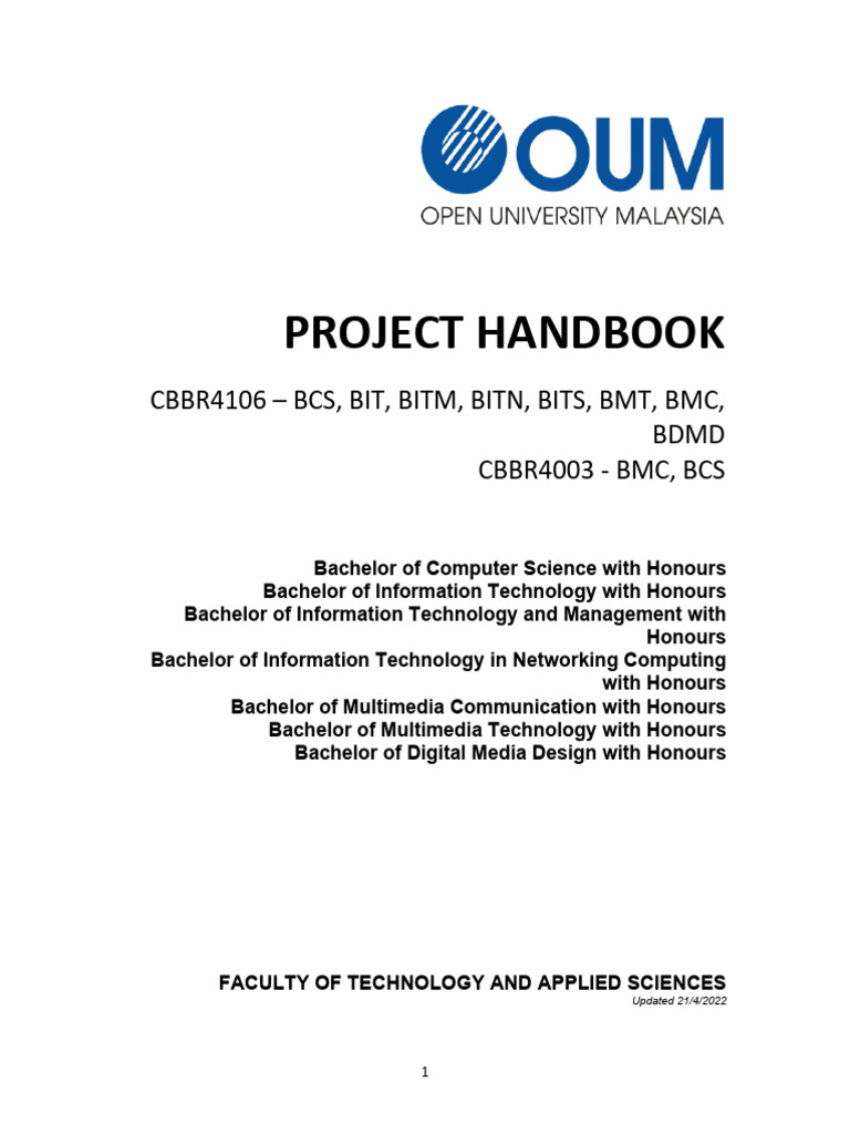 6 - Handbook Degreeit - BCS, Bit, Bitm, Bitn, BMT, BMC, BDMD | PDF