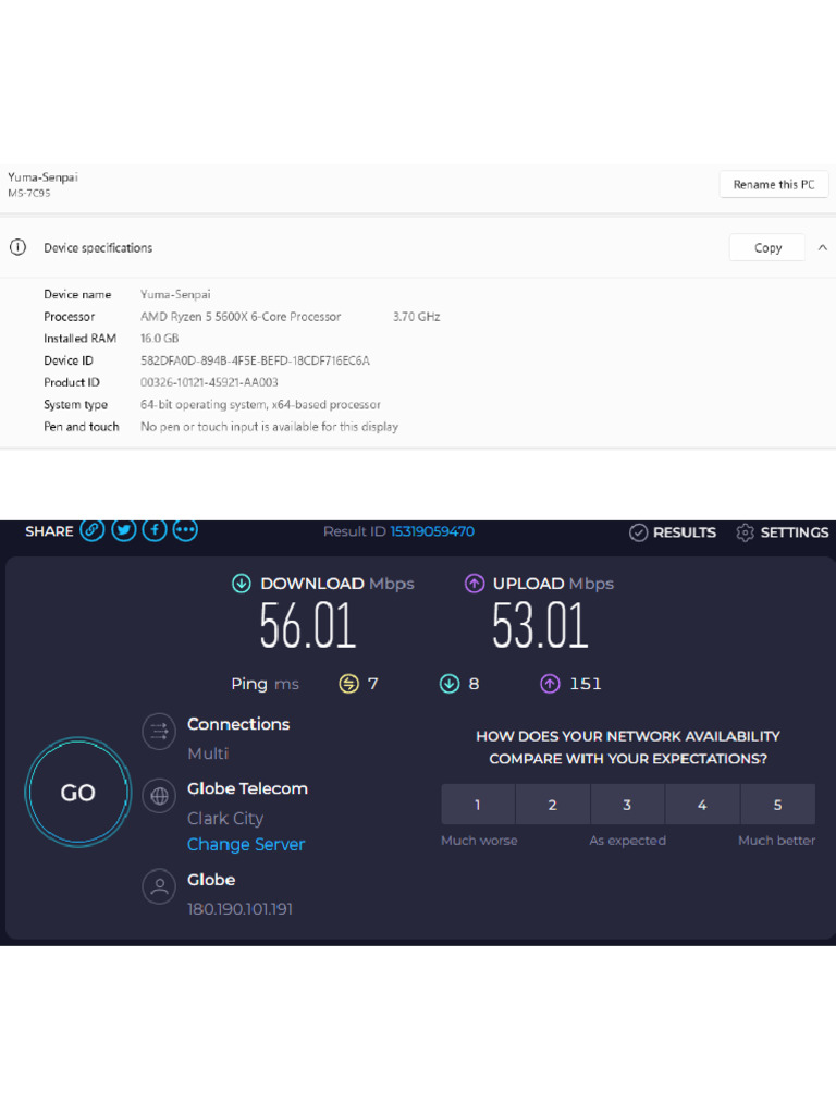 Device Specification and Internet Speed | PDF