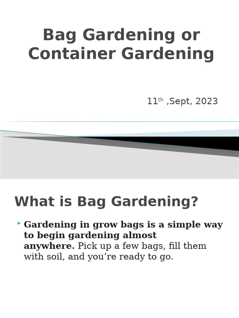 Bag Gardening or Container Gardening | PDF