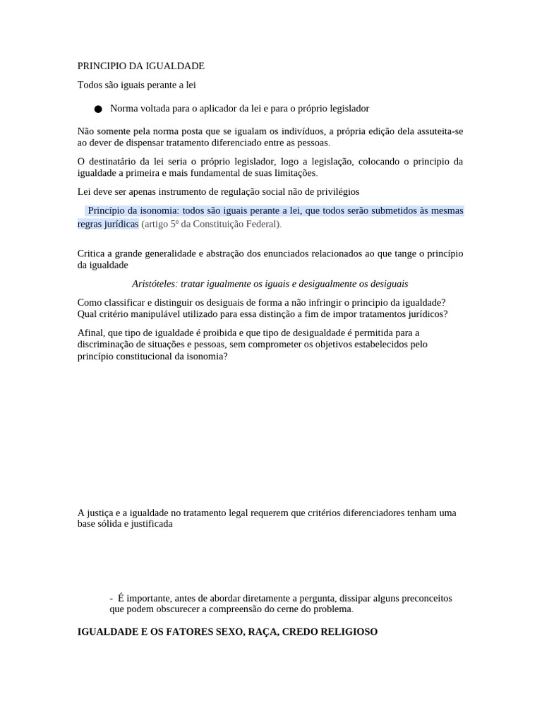 Principio Da Igualdade Pdf